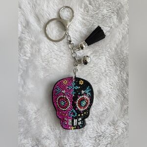 Colorful Skull Halloween Keychain with Tassel Bag Charm